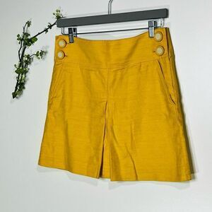 J. Crew Yellow Cotton Linen Skirt Buttons on Side